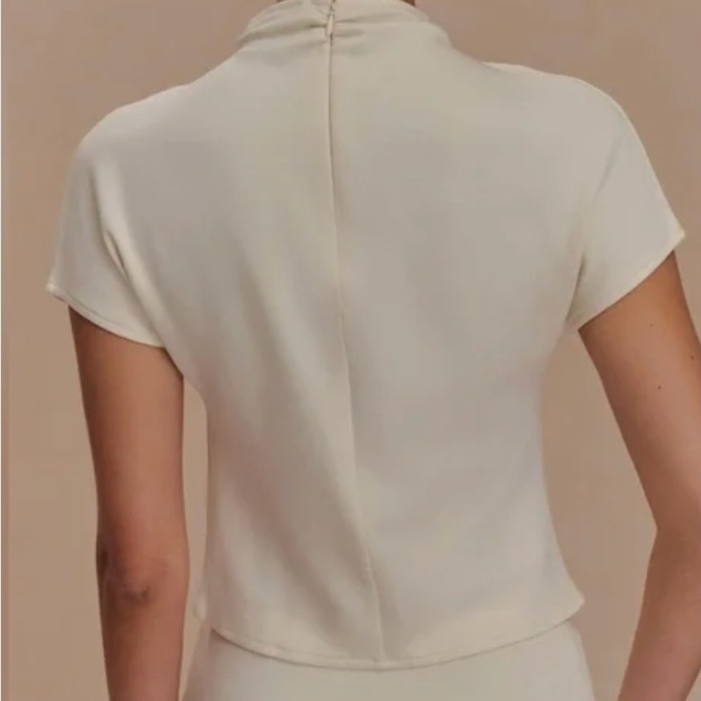 Meshki Cream High Neck Scuba Jersey Top - Picture 2 of 3
